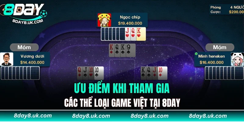 Ưu điểm khi tham gia thao tác trò chơi Việt tại 8DAY